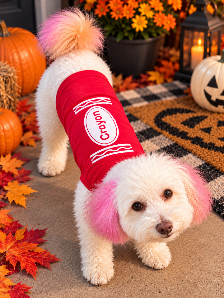 Colorful Crayon Halloween Dog Shirt - Fun Pet Costume