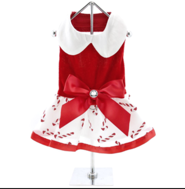 Festive Holiday Pet Dress: Candy Cane Harness Dresses with Matching Leashes - My Best Friend Furever