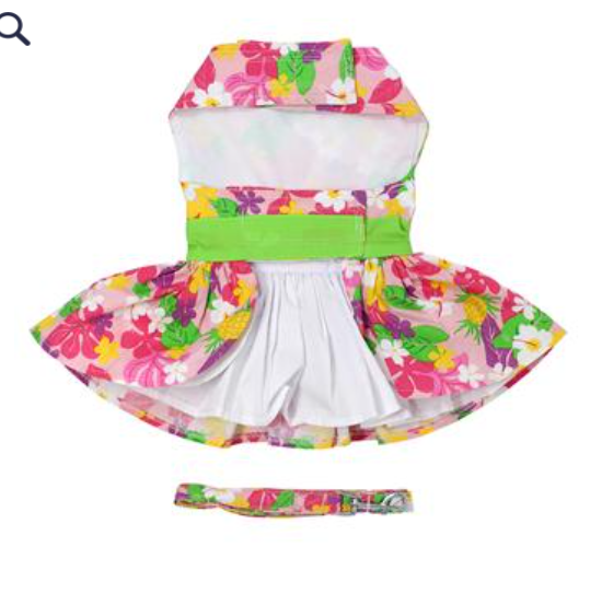 Pink Hawaiian Floral Dog Harness Dress - My Best Friend Furever