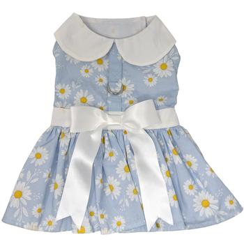 Blue Daisy Harness Dress with Matching Leash - My Best Friend Furever