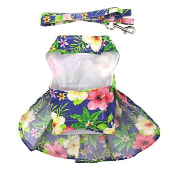 Blue Lagoon Hawaiian Hibiscus Harness Dress - My Best Friend Furever
