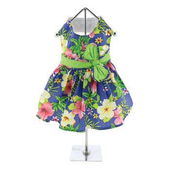 Blue Lagoon Hawaiian Hibiscus Harness Dress - My Best Friend Furever