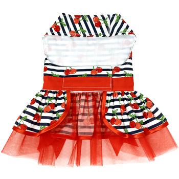 Cherry Stripe Harness Dress with Matching Leash - My Best Friend Furever