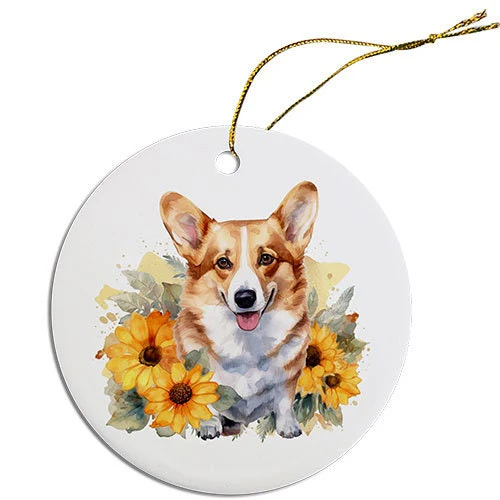 Corgi Christmas Watercolor Style Ornament - My Best Friend Furever