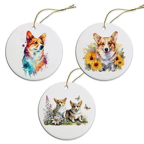Corgi Christmas Watercolor Style Ornament - My Best Friend Furever