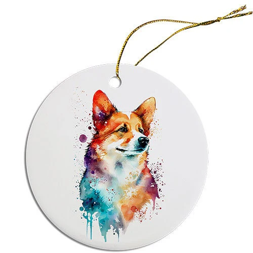 Corgi Christmas Watercolor Style Ornament - My Best Friend Furever