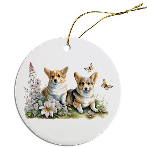 Corgi Christmas Watercolor Style Ornament - My Best Friend Furever