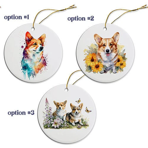 Corgi Christmas Watercolor Style Ornament - My Best Friend Furever