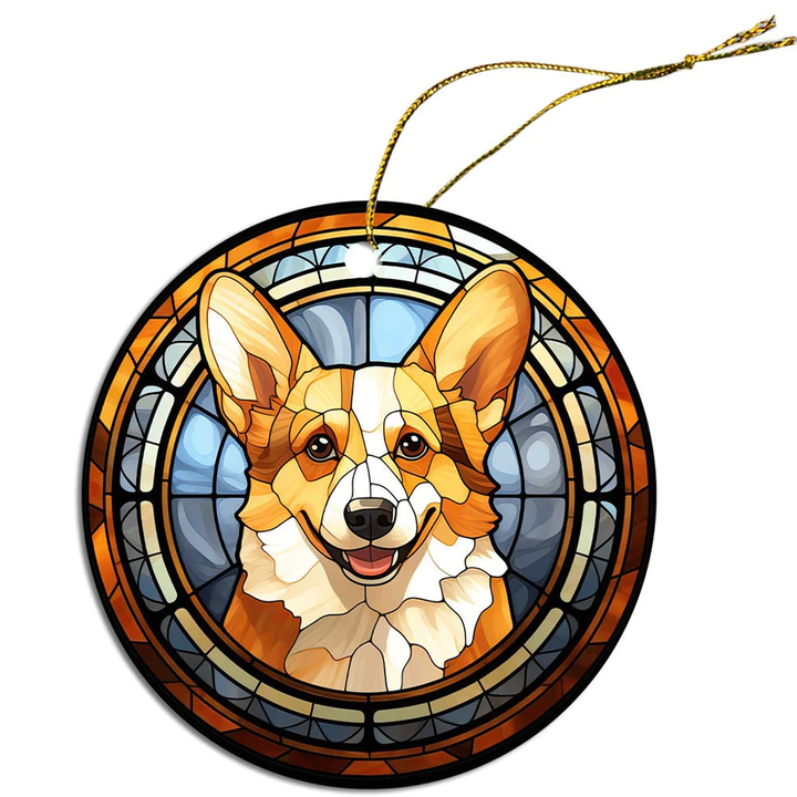 Corgi Christmas Ornament in Stained Glass Style - My Best Friend Furever