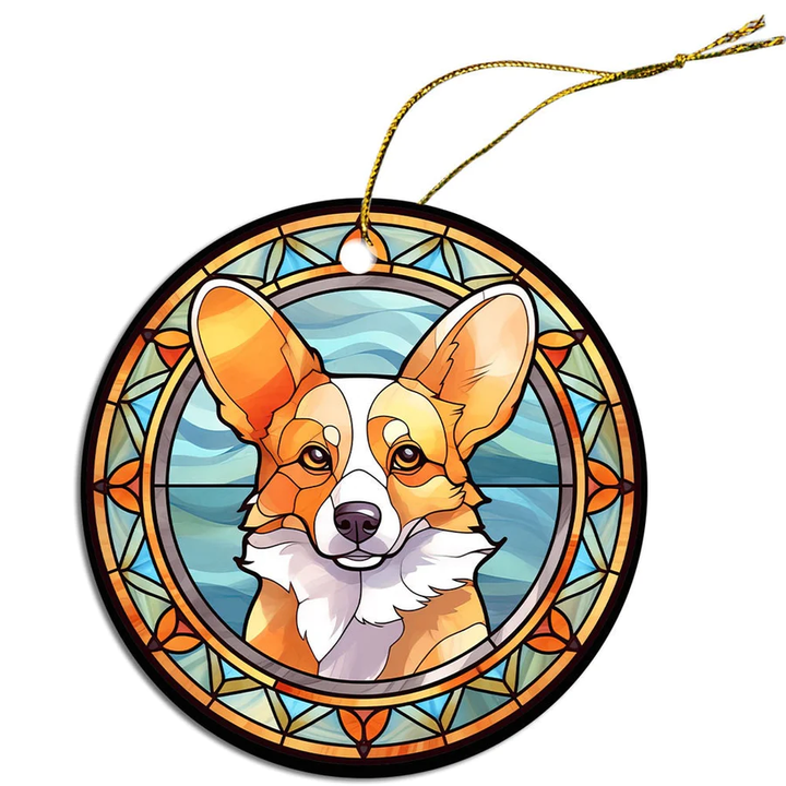 Corgi Christmas Ornament in Stained Glass Style - My Best Friend Furever