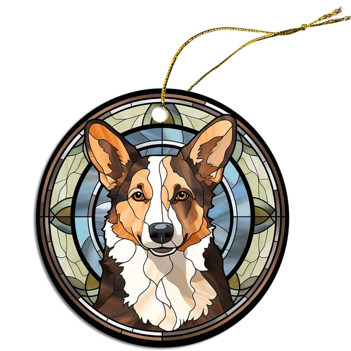 Corgi Christmas Ornament in Stained Glass Style - My Best Friend Furever