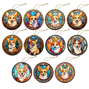Corgi Christmas Ornament in Stained Glass Style - My Best Friend Furever