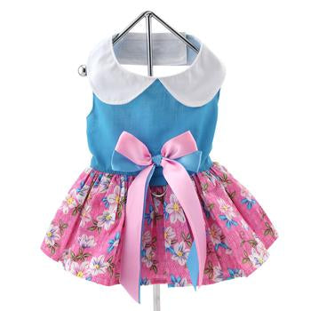 Pink and Blue Plumeria Floral Dog Dress - My Best Friend Furever