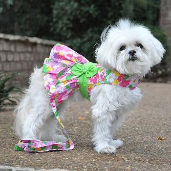 Pink Hawaiian Floral Dog Harness Dress - My Best Friend Furever