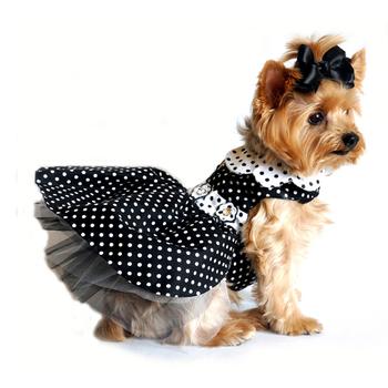 Black and White Polka Dot Harness Dress - My Best Friend Furever