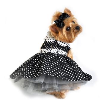 Black and White Polka Dot Harness Dress - My Best Friend Furever