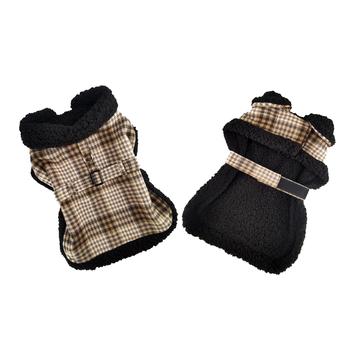 Sherpa Lined Dog Harness Coat - Designer Classic with Warm Fleece Collar & Leash - High-Quality Cotton/Polyblend Outer - My Best Friend Furever